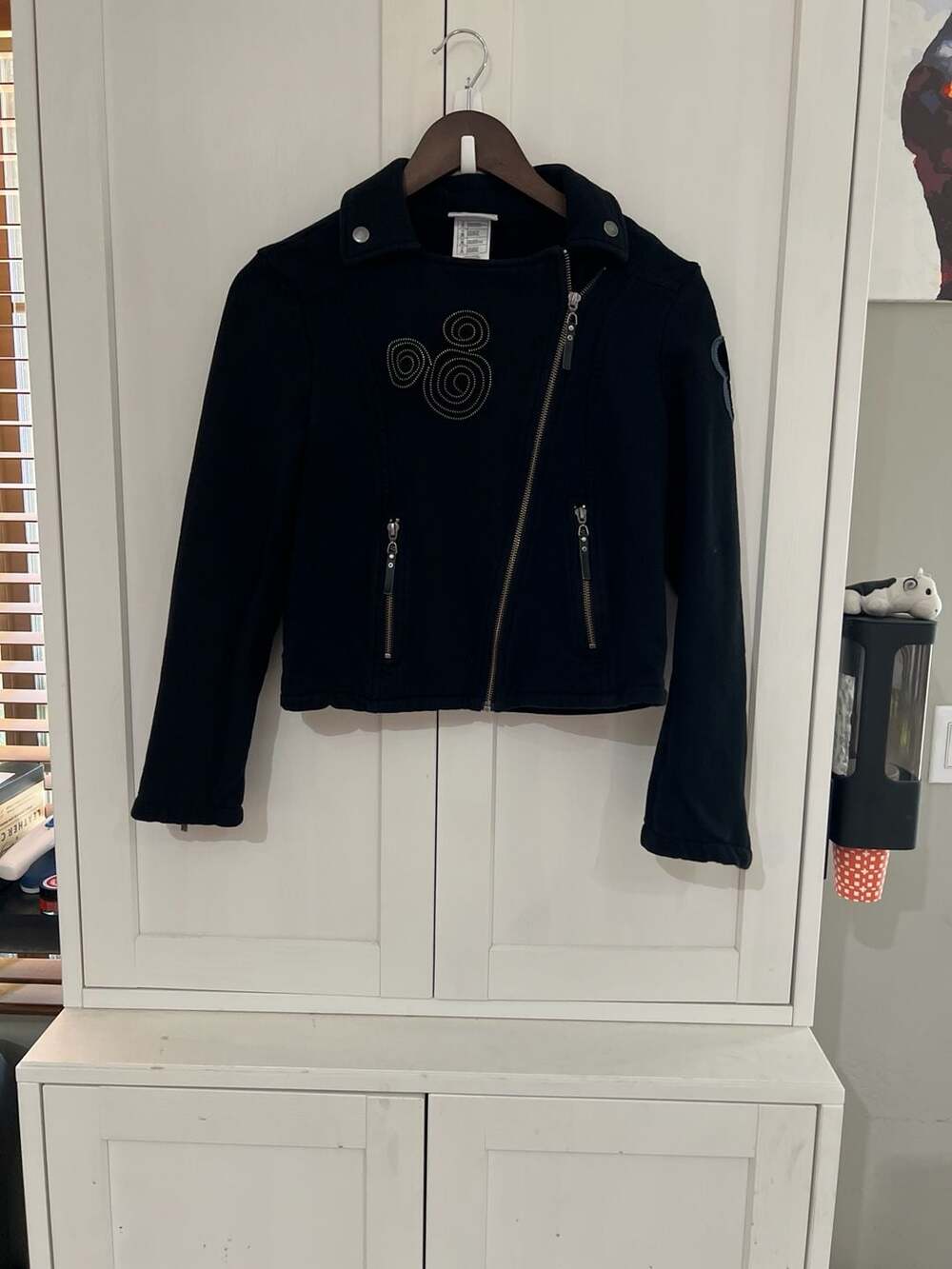 Disney Parks Mickey Mouse Women’s Sequin Moto Jacket Black Size S